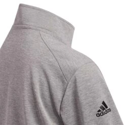 Adidas 2022 Boys Heather Quarter Zip Pullover -Famous Golf Shop adidas 2022 boys heather quarter zip pullover grey three detail 2 itempicture