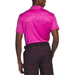 Adidas Stripe Zipper Polo -Famous Golf Shop adidas 2023 stripe zipper polo lucid fuchsia back itempicture