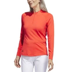 Adidas Women's Ultimate365 Quarter Zip Long Sleeve Mock -Famous Golf Shop adidas 23 womens ultimate365 quarter zip long sleeve mock bright red itempicture