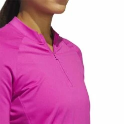 Adidas Women's Ultimate365 Quarter Zip Long Sleeve Mock -Famous Golf Shop adidas 23 womens ultimate365 quarter zip long sleeve mock lucid fuchsia detail1 itempicture