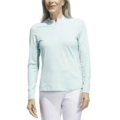 Adidas Women's Ultimate365 Quarter Zip Long Sleeve Mock -Famous Golf Shop adidas 23 womens ultimate365 quarter zip long sleeve mock semi flash aqua itempicture