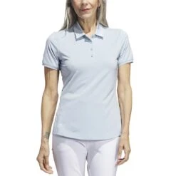 Adidas 2021 Women's Ultimate365 Solid Polo -Famous Golf Shop adidas s21 womens ultimate365 solid short sleeve polo wonder blue model itempicture