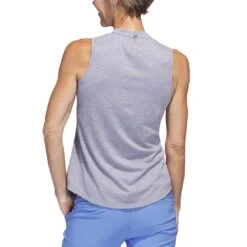 Adidas Women's Heathered Essentials Mock Sleeveless 15 Adidas Women's Heathered Essentials Mock Sleeveless -Famous Golf Shop adidas ss23 womens heathered essentials mock blue fusion back itempicture