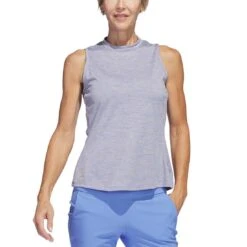Adidas Women's Heathered Essentials Mock Sleeveless 14 Adidas Women's Heathered Essentials Mock Sleeveless -Famous Golf Shop adidas ss23 womens heathered essentials mock blue fusion itempicture