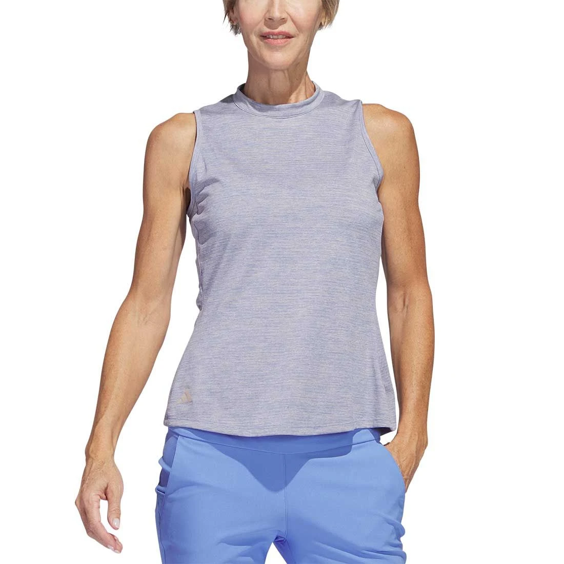 Adidas Women's Heathered Essentials Mock Sleeveless 5 Adidas Women's Heathered Essentials Mock Sleeveless - Image 5
