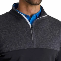 FootJoy Heather Yoke Half Zip Pullover -Famous Golf Shop footjoy heather yoke half zip pullover black detail itempicture
