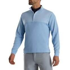 FootJoy Heather Yoke Half Zip Pullover -Famous Golf Shop footjoy heather yoke half zip pullover dusk blue front itempicture
