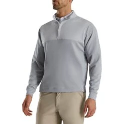 FootJoy Heather Yoke Half Zip Pullover -Famous Golf Shop footjoy heather yoke half zip pullover grey front itempicture