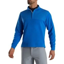 FootJoy Heather Yoke Half Zip Pullover -Famous Golf Shop footjoy heather yoke half zip pullover royal front itempicture