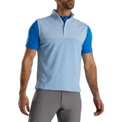 FootJoy Heather Yoke Half Zip Vest -Famous Golf Shop footjoy heather yoke half zip vest dusk blue front itempicture