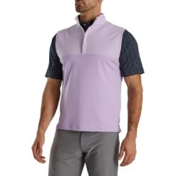 FootJoy Heather Yoke Half Zip Vest -Famous Golf Shop footjoy heather yoke half zip vest lavender front itempicture