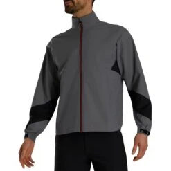 FootJoy HydroLite X Rain Jacket -Famous Golf Shop footjoy hydrolite x rain jacket charcoal black front itempicture