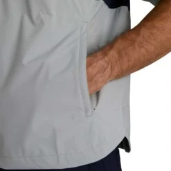 FootJoy HydroLite X Short Sleeve Rain Pullover -Famous Golf Shop footjoy hydrolite x short sleeve rain pullover grey navy detail itempicture