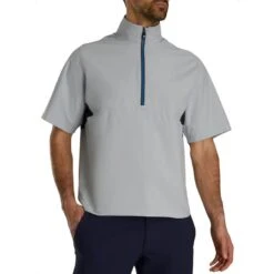 FootJoy HydroLite X Short Sleeve Rain Pullover -Famous Golf Shop footjoy hydrolite x short sleeve rain pullover grey navy itempicture