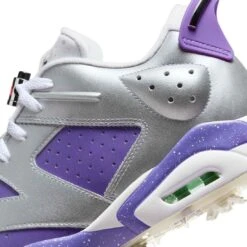 Nike Jordan Retro 6 G Golf Shoes Metallic Silver/Oxygen Purple -Famous Golf Shop nike jordan retro 6 g nrg golf shoes metallic silver oxygen purple detil2 itempicture
