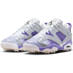 Nike Jordan Retro 6 G Golf Shoes Metallic Silver/Oxygen Purple -Famous Golf Shop nike jordan retro 6 g nrg golf shoes metallic silver oxygen purple pair itempicture