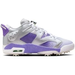 Nike Jordan Retro 6 G Golf Shoes Metallic Silver/Oxygen Purple -Famous Golf Shop nike jordan retro 6 g nrg golf shoes metallic silver oxygen purple spine itempicture