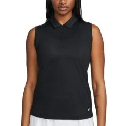Nike Women's Dri-FIT Victory Sleeveless Polo -Famous Golf Shop nike womens dri fit victory sleeveless polo black front itempicture
