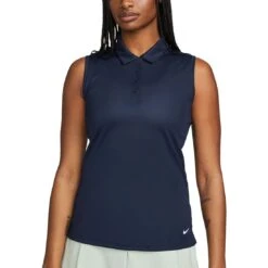 Nike Women's Dri-FIT Victory Sleeveless Polo -Famous Golf Shop nike womens dri fit victory sleeveless polo obsidian front itempicture