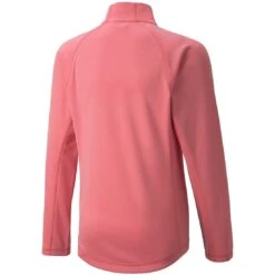 Puma Girls Quarter Zip Pullover -Famous Golf Shop puma 2021 girls quarter zip pullover parfait pink back itempicture