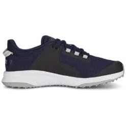 Puma Fusion Grip Golf Shoes Navy/Silver/Quiet Shade -Famous Golf Shop puma fusion grip golf shoes navy silver quiet shade 377527 03 profile2 itempicture