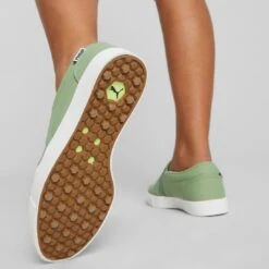 Puma Women's Tustin Fusion Slip-On Golf Shoes Dusty Green/White -Famous Golf Shop puma womens laguna tustin slipon sunset pink white 376783 04 mod2 itempicture