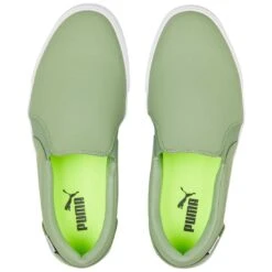 Puma Women's Tustin Fusion Slip-On Golf Shoes Dusty Green/White -Famous Golf Shop puma womens laguna tustin slipon sunset pink white 376783 04 top itempicture