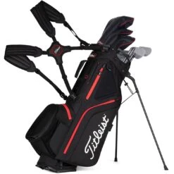 Titleist Hybrid 5 Stand Bag -Famous Golf Shop titleist 2023 hybrid 5 stand bag black black red straps itempicture